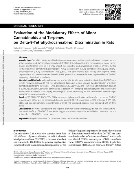 File:Science:Evaluation of the Modulatory Effects of MinorCannabinoids and Terpeneson Delta-9-Tetrahydrocannabinol Discrimination in Rats.pdf